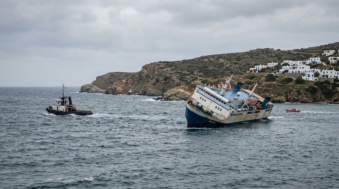 Greek Passenger Ferry Sinks Under Tow off Sifnos